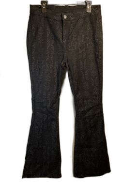Rock & Roll Denim Reversible Flare Jeans Black Scroll/Plain Black Stretch 32x34